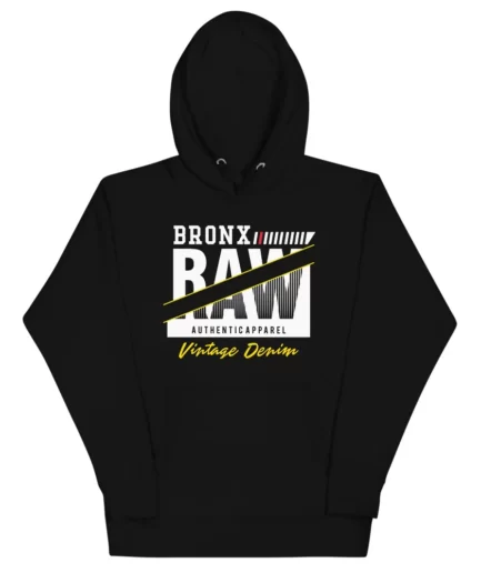 BRONX RAW Vintage Denim Black Hoodie